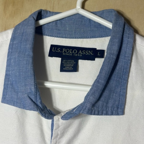 U.S. Polo Assn. Men's Vintage Look Rare White and Red Striped Button Down Shirt - Picture 13 of 14